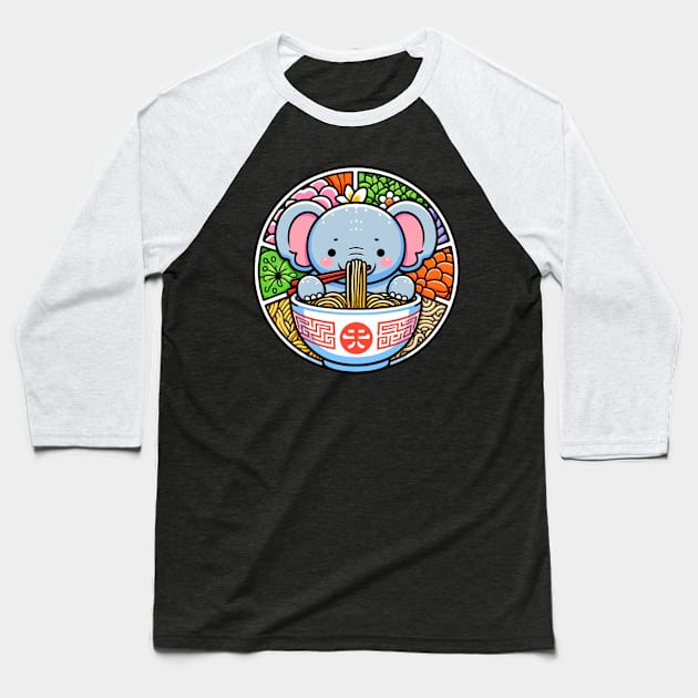 Ramen life elephant Baseball T-Shirt by Japanese Fever